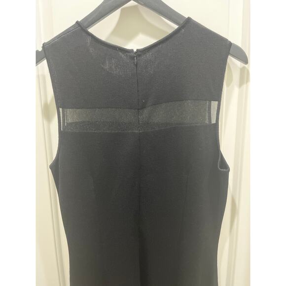 St. John Black Sleeveless Sheer Panel Midi Dress Sz 10 - Picture 8 of 9